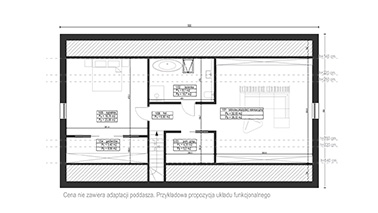 ERDOL 124 - Version Rechts (Wohnzimmer auf der rechten Seite) - Vier Zimmer + Treppe im Wohnzimmer - Grundriss Loft