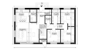 ERDOL 124 - Version Rechts (Wohnzimmer auf der rechten Seite) - Aufteilung A - Drei Zimmer + Treppenhaus - Grundriss Erdgeschoss