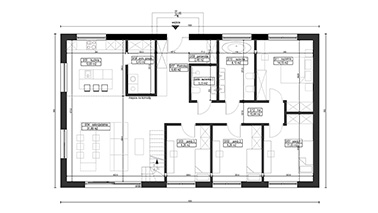 ERDOL 124 - Version Rechts (Wohnzimmer auf der rechten Seite) - Aufteilung A - Vier Zimmer + Treppe im Wohnzimmer - Grundriss Erdgeschoss